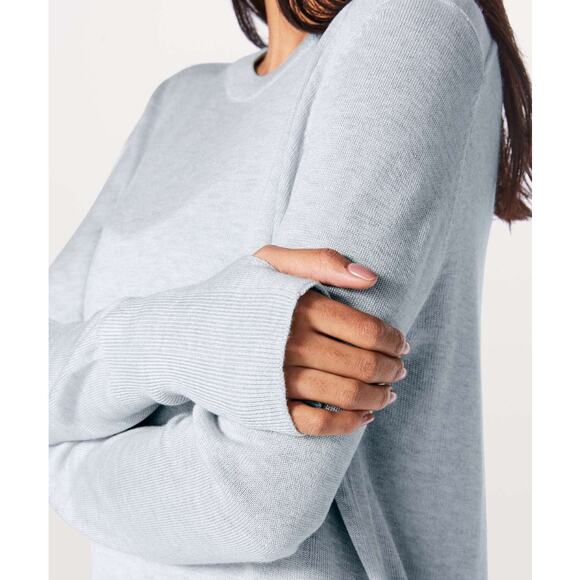 Lululemon Bring It Backbend Sweater in Heathered Alpine White Women's 8 Cashmere - Picture 3 of 14